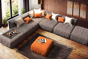 Диван Фри коричневого цвета в интерьере Лофт